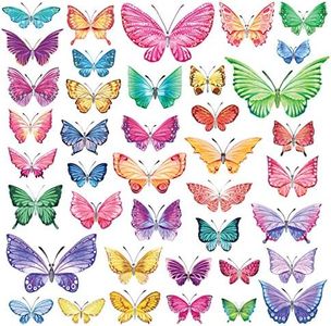 DECOWALL DS-1602 Watercolour Butterflies Kids Wall Stickers Wall Decals Peel and Stick Removable Wall Stickers for Kids Nursery Bedroom Living Room