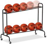 EXTCCT Tilt Basketball Rack Ball Storage Holder - Tilt Basketball Shooting Training Rack, Garage Sports Equipment Organizer, Outdoor and Indoor Rolling Balls Cart With Wheels