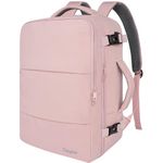 Travel Backpack for Women, Carry On Backpack with USB Charging Port & Shoe Pouch, TSA 15.6inch Laptop Backpack Flight Approved, College Nurse Bag Casual Daypack for Weekender Business Hiking, Pink