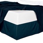 300tc Cotton Stripes Pleated Tailored Bed Skirt with 15 Inches Drop and Split Corners By Sheetsnthings (King, Navy)