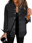 luvamia Light Jackets For Women Distressed Jean Jacket Women Black Jacket Women Spring Winter Jackets For Women Casual Tops For Women Womens Denim Jacket Size 3X-Large Size 24 26