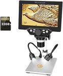 7 inch LCD Digital USB Microscope with 32G TF Card,Micsci 1200X Magnification 12MP 1080P Handheld Camera Video Recorder,PC View,Rechargeable Battery,Fill Lights for Coins PCB Soldering Circuit Board