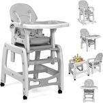 BABY JOY 3-in-1 Baby High Chair, Convertible Feeding Chair Toddler Table Chair Set w/Removable 4-Position Tray, Seat Cushion, 3-Level Backrest & 5-Point Harness for 6-36 Months, 20 KG Weight Capacity