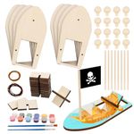 HONMOK Painting Crafts for Kids, Pack of 8 Wooden Sailboat Kit for Children to Build & Paint, Make Your Own Pirate Ship, DIY Boat Toy Boys Gift for Birthday Party Family School Activity Crafts