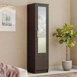 Wakefit Wardrobe | 1 Year Warranty | Cupboard, Almirah, Wardrobe Wooden, Wardrobe for Clothes, Diwali Gifts, Hunor 1 Door 1 Mirror with Shelves, No Drawer & No Hanging Space, 18MM Panels (Wenge)