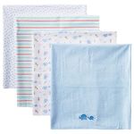 Spasilk Baby-Boy Newborn 4 Pack Flannel Receiving Blanket, Blue Elephant, 30 Inchx30 Inch