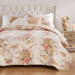 Greenland Home Grace Traditional Floral Cotton Quilt Set, 3-Piece King/Cal King, Buttercup