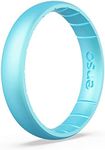 Enso Rings Thin Birthstone Silicone Ring – Unisex Wedding Engagement Band – Comfortable Breathable Band – 4.3mm Wide, 1.75mm Thick (Blue Topaz, 3)