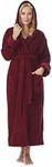 Arus Women's Organic Cotton Hooded Full Length Turkish Bathrobe, Burgundy, S