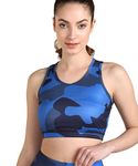 Rock Paper Scissors Premium Non Padded Slip On Sports Bra Low Impact Workout Bras Activewear Sports Bra Army Blue Women Microfiber Wire Free