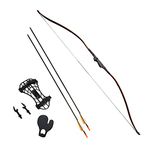 Southland Archery Supply SAS 30-35lbs 22-29" Robinhood Long Bow for Adult/Youth w/Belt Quiver, Armguard, Finger Tab, Arrow Rest, Target Face and 2 x Arrows (Brown)