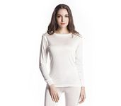 Jasmine Silk Ladies' Pure Silk Round Neck Thermal Top Vest for Women Ivory (Small)