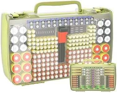 Aptbyte Battery Organizer Storage Holder Box Case with Tester- 269 Batteries Double-Sided Variety Pack, Holds AA AAA 4A C D Cell 9V 3V Lithium LR44 CR2 CR123 CR1632 18650 Button- Green (Box Only)