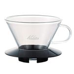 Kalita Wave Pour Over Coffee Dripper, Size 185​, Makes 16-26oz, Single Cup Maker, Heat-Resistant Glass, Patented & Portable,Black