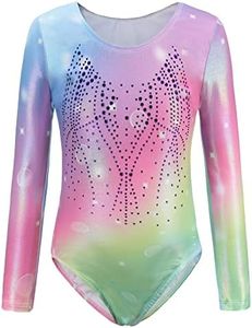 SEAUR Girls Leotard Gymnastics Long Sleeve Dance Leotard Girls Sparkle Ballet Leotards Gymnastics Suits Kids Bodysuit Dance Outfit Dancewear 7-8T