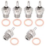 HobbyPark 70117M Duty Medium Hot Glow Plug #4 N4 Spark Engine Parts for Redcat Racing Traxxas HPI HSP Exceed 1/8 1:10 RC Nitro Powered Vehicle Car Truck Buggy (6-Pack)