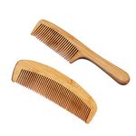 Hair Comb Wooden Salon Hairdressing Comb Curved Comb Fine Tooth Comb Set Moustache Grooming Brushes for Women Men and Girls 2 Pcs Light brown