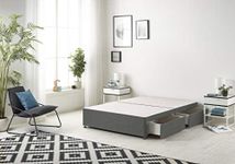 Bed Centre Bliss Grey Linen Divan Base with Optional Drawers and Headboard (4FT6 Double, 2 Drawers Same Side No Headboard)