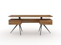 INMARWAR Solid Acacia Wood & Carbon Steel Study Table for Adults | Wooden Workstation Desk for Students | Computer/Laptop Table with 2 Drawers for Office | Work from Home Writing Table | Natural