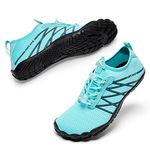 hiitave Womens Water Shoes Quick Dry Barefoot for Swim Diving Surf Aqua Sports Pool Beach Walking Yoga, Blue Black, 7.5