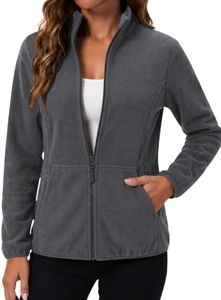LOMON Fleece Jacket Women with 6 Pockets Full Zip Coat(Dark Gray,XXL)