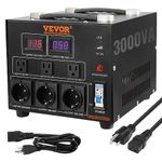 VEVOR Voltage Converter Transformer, 3000W, Heavy Duty Step Up/Down Transformer, Convert from 110 Volt to 220 Volt and from 220 Volt to 110 Volt, with US Outlet EU Outlet 5V USB Port, CE Certified