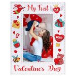 WaaHome My First Valentines Day Baby Girl Baby Boy Picture Frame Red Love Baby's 1st Valentine's Day Photo Frame, Babys First Valentines Day Gifts for New Born Baby Girls Boys