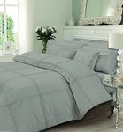 GC Designer Luxury Embroidered Hamlet Duvet/Quilt Cover Bedding Set With Pillows (King, Sliver/Grey)