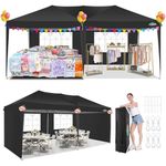 COBIZI Pop Up Gazebo 3x6m with 4 Removable Sides, Waterproof & UPF50+ Protection Marquee with Carry Bag Upgrade Structure, Instant Event Shelter Party Tent for Outdoor, Backyard, Weddings, Black