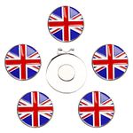 Eshan Golf Ball Markers Magnetic Hat Clips Set Golf Bag Accessories Gift for Men Women Golfer Fan (5 Ball Markers & 1 Hat Clip) (UK Flag)