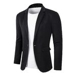 Beninos Men's Casual Suit Blazer Jackets Lightweight Sports Coats One Button (304 Black, S)