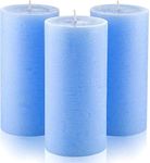 Melt Candle Company Set of 3 Light Blue Pillar Candles 7,5 x 15 cm Unscented for Weddings Home Decoration Restaurant Church Spa Dripless Smokeless