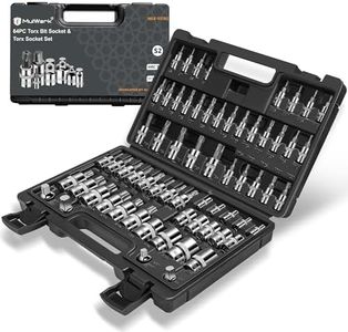MulWark 64-Piece Master-Torx-Automotive-Mechanics-Tool | 3/8, 1/4, 1/2 in. Drive Torx Bit Socket and External Torx Socket Set w./ Impact Adapter and Reducer | S2 and Cr-V Steel