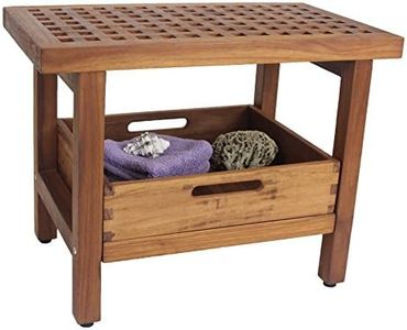 AquaTeak The Original 24" Grate Teak Shower Bench with Shelf & Moa Large Tray