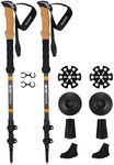 ICETRAX Aluminum Trekking Poles with Quick Lock System and Cork Grip, Height Adjustable Hiking Poles Set