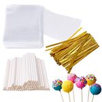 300pcs 6 Inches Cake Pops Supplies Cake Pops Making Tools 100Pcs Cake Pop Sticks 100Pcs Cake Pop Bags and 100Pcs Twist Ties