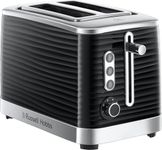 Russell Hobbs Inspire 2 Slice Toaster (Extra wide slots, High lift feature, 6 Browning levels, Frozen/Cancel/Reheat function with Blue LED illumination, 1050W, Black textured high gloss) 24371