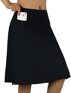 BELE ROY Knee Length Skorts Skirts for Women with Pockets Midi Skirt with Built-in Shorts Golf Tennis Skirt for Casual, A-black, Medium