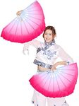 ZooBoo 1 Pair Plastic Taichi Kungfu Fan Dancing Fans Sports Folding Hand Fan 13 inch (Pink)