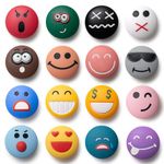 SUNURS 3D Emoji Cute Fridge Magnets for Locker, Colorful Smiley Face Strong Decorative Funny Refrigerator Magnets for Whiteboard, Kitchen, and Office (16 Pieces)