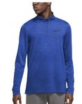 Nike Men's Breathe Superset Game Royal Blue ¼ Zip (Quarter Zip) Training/Running Lightweight Long Sleeve Baselayer Regular Fit Shirt,Black Swoosh,Wicks Moisture,Style Cz1212/Color 480,Size Small