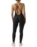 RXRXCOCO Sleeveless Jumpsuit for Women Sexy Backless Yoga Unitard All in One Jumpsuit Hip Lift Bodycon Jumpsuit