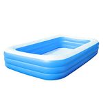 NHR Bestway Deluxe Blue Rectangular Family Pool, Kids Pool (305 x 183 x 56cm, Multicolor)