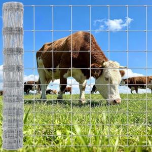 FARMGUARD Heavy Duty Cattle Fence Net, Hot Dipped Galvanized Fixed Knot Wire Fence, 6FT*328FT Livestock Fencing for Cattle Sheep Horse Goat, Rustproof Farm Field Boundary Fence