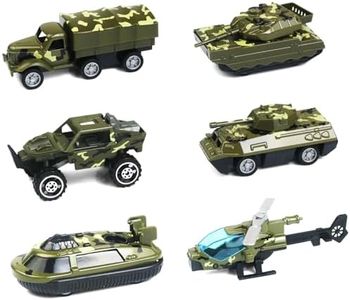 Diecast Military Vehicles - Set of 6 | Truck, Helicopter & Tank Toy | Army Vehicles | Army Toys for Boys | Kids Military Toys | Alloy Micro Machines | Holiday & Birthday Gift for Boys 3+ Years Old