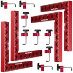 RUN.SE RUN.SE 90 Degree Positioning Squares Right Angle Clamps,Aluminum Alloy Right Angle Square Tool,5.5" x 5.5"(14 x 14cm) Wood Working Tools for Picture Frame Box Cabinets Drawers,4 Pack(Red)