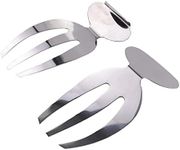 2 Packs Salad Hands Stainless Steel Salad Servers Tongs Bamboo Kitchen Helper Pasta Servers