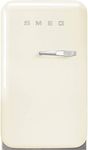 Smeg FAB5ULCR3 16" 50's Retro Style Series Compact Cooler with 1.5 cu. ft. Capacity Automatic Defrost LED Interior Lighting and Adjustable Shelves, Cream, Left Hand Hinge