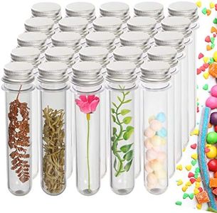 60Pack Plastic Test Tubes with Caps, 45ML Clear Bath Salt Tubes Gumball Candy Tubes, Tube Container Vials for Scientific Experiments, Party Favors, Decorate The House, Candy Storage