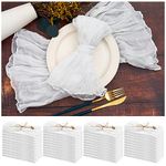 42 Packs Gauze Cheesecloth Napkins 20 x 20 Inch White Wrinkled Dinner Napkins, Rustic Boho Napkins Soft Cotton Cloth Napkins for Wedding Party Event Dinner Table Christmas Decoration